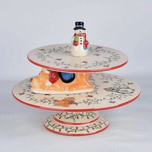 Temp-tations Special Edition Holiday Figural Tiered Cake / treat / serving Plate
